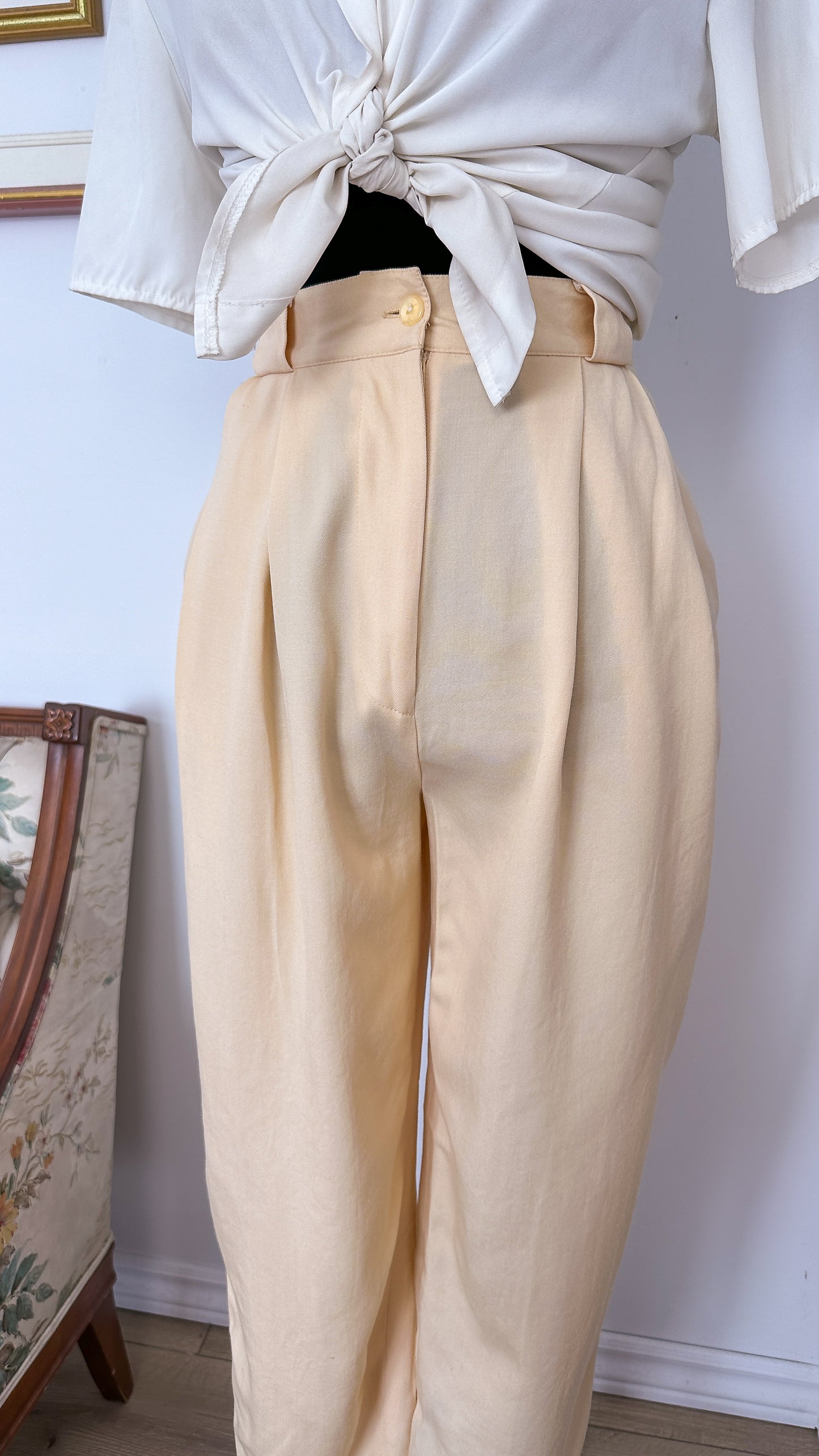 Pantalons beige en lainage - small