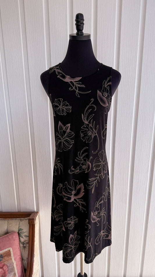 Robe noir fleurie beige- medium