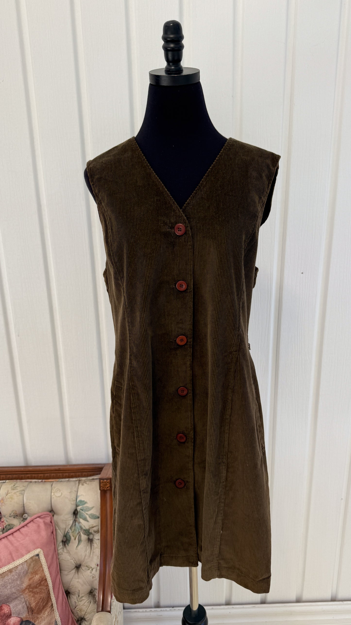 Robe chemisier en corduroy kaki- large