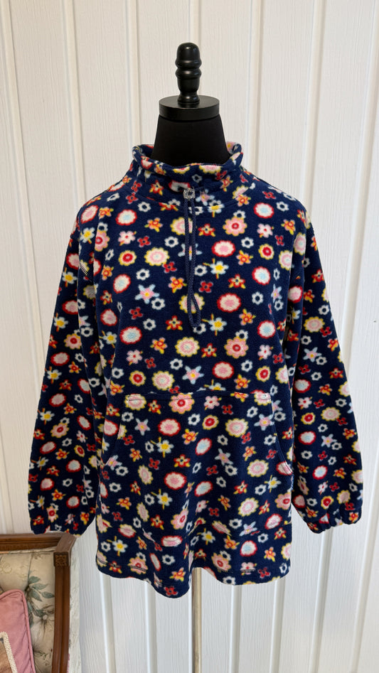 Chandail en polar marine fleuris- large