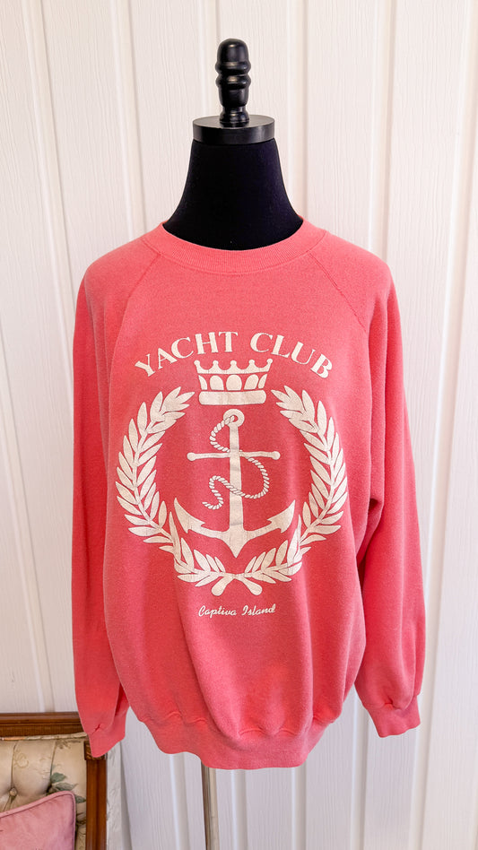 Chandail crewneck rose Yacht Club- X-large