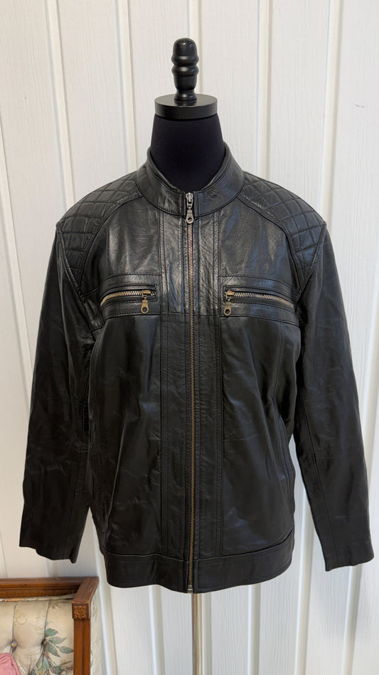 Manteau en cuir noir - large