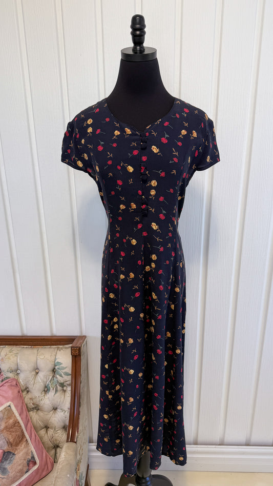 Robe marine fleurie - large