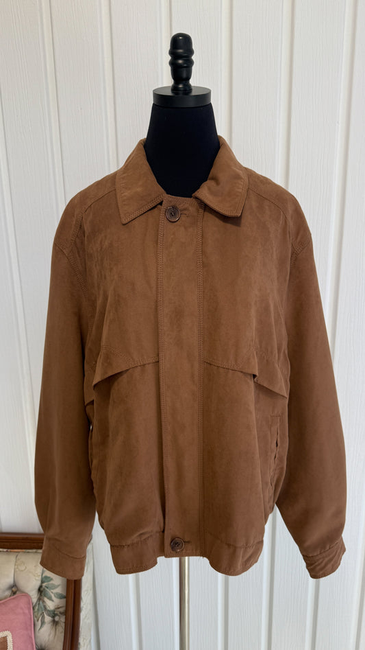 Manteau brun en faux suède-large