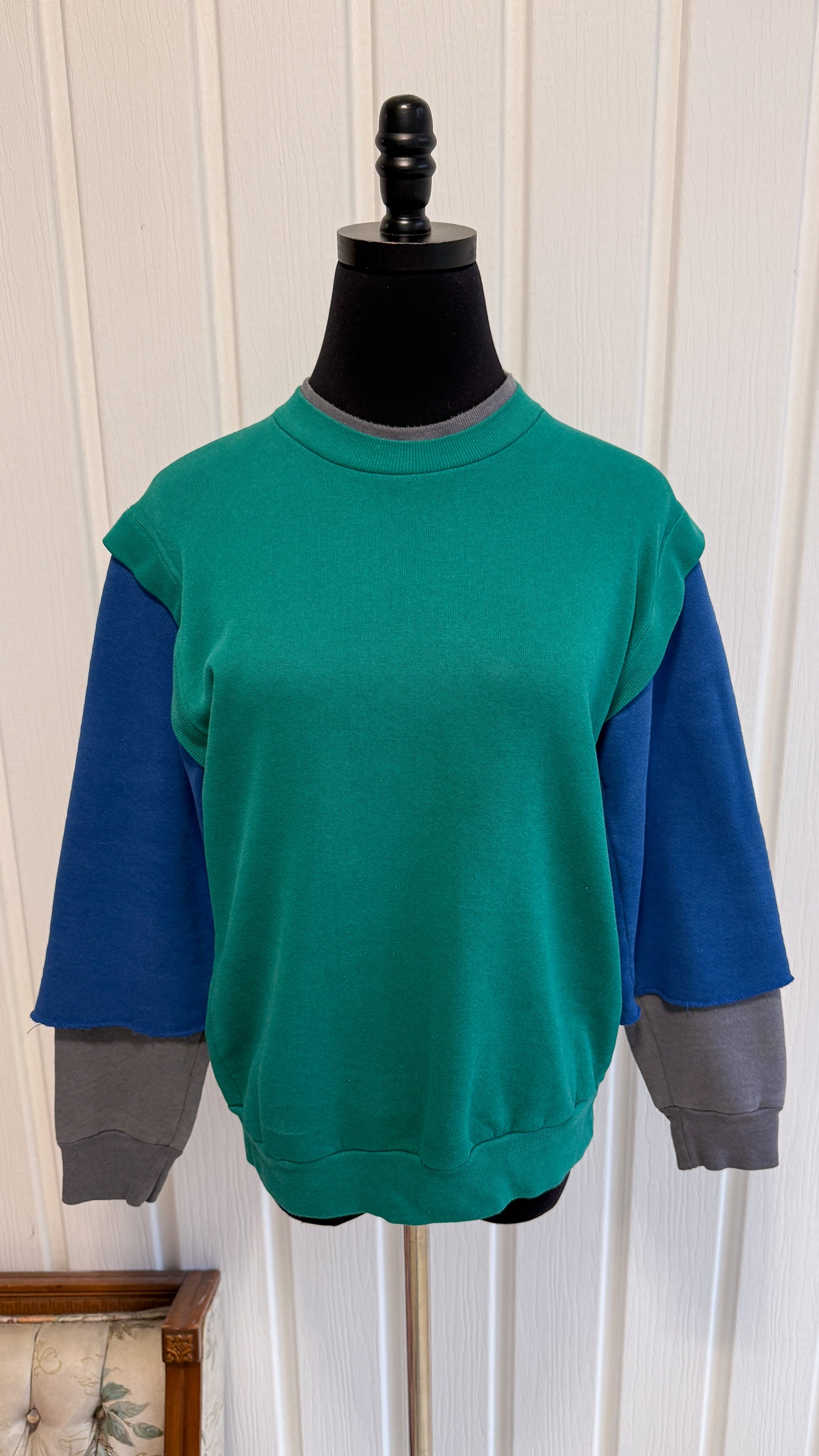 Chandail crewneck turquoise et bleu- small