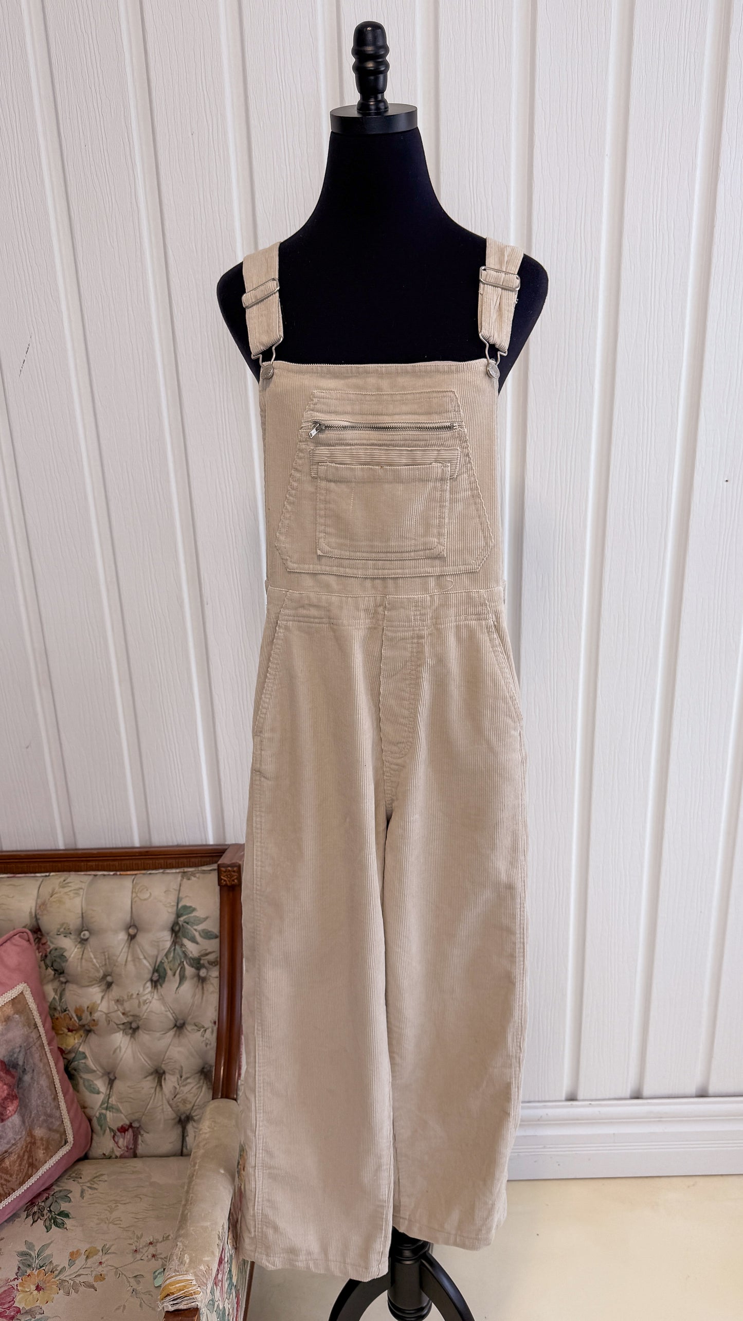 Salopette en corduroy beige- medium