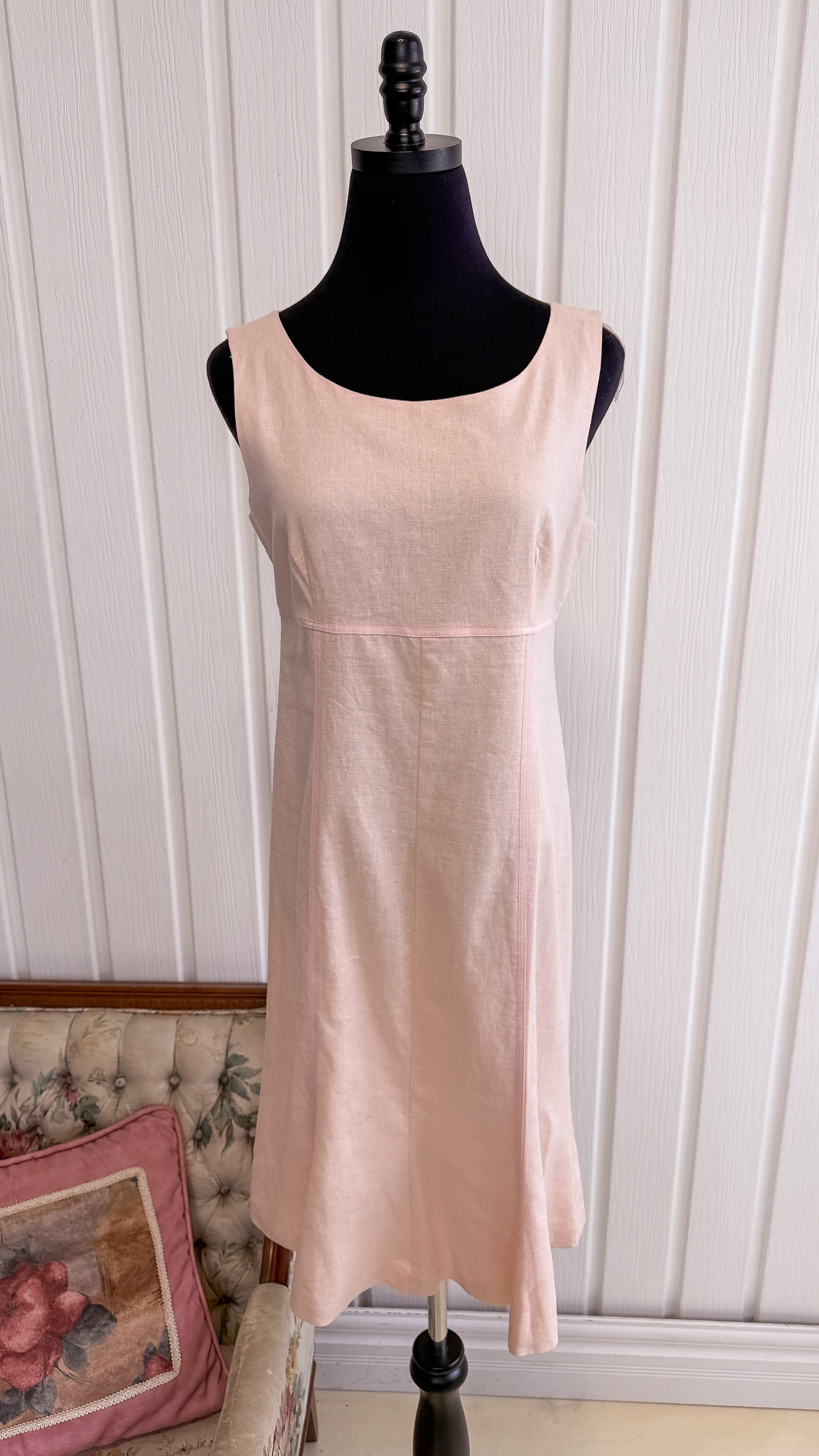 Robe rose blush en lin- large