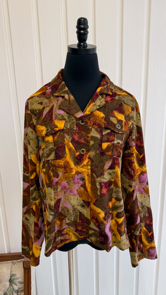 Chemisier motifs vert,mauve et jaune- small