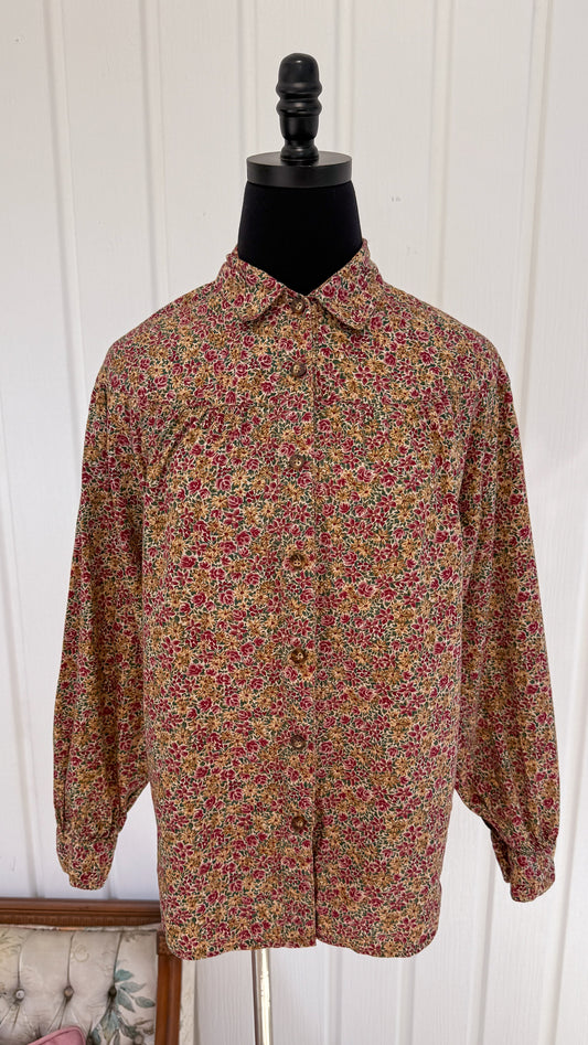 Chemisier fleuris rose et beige- small