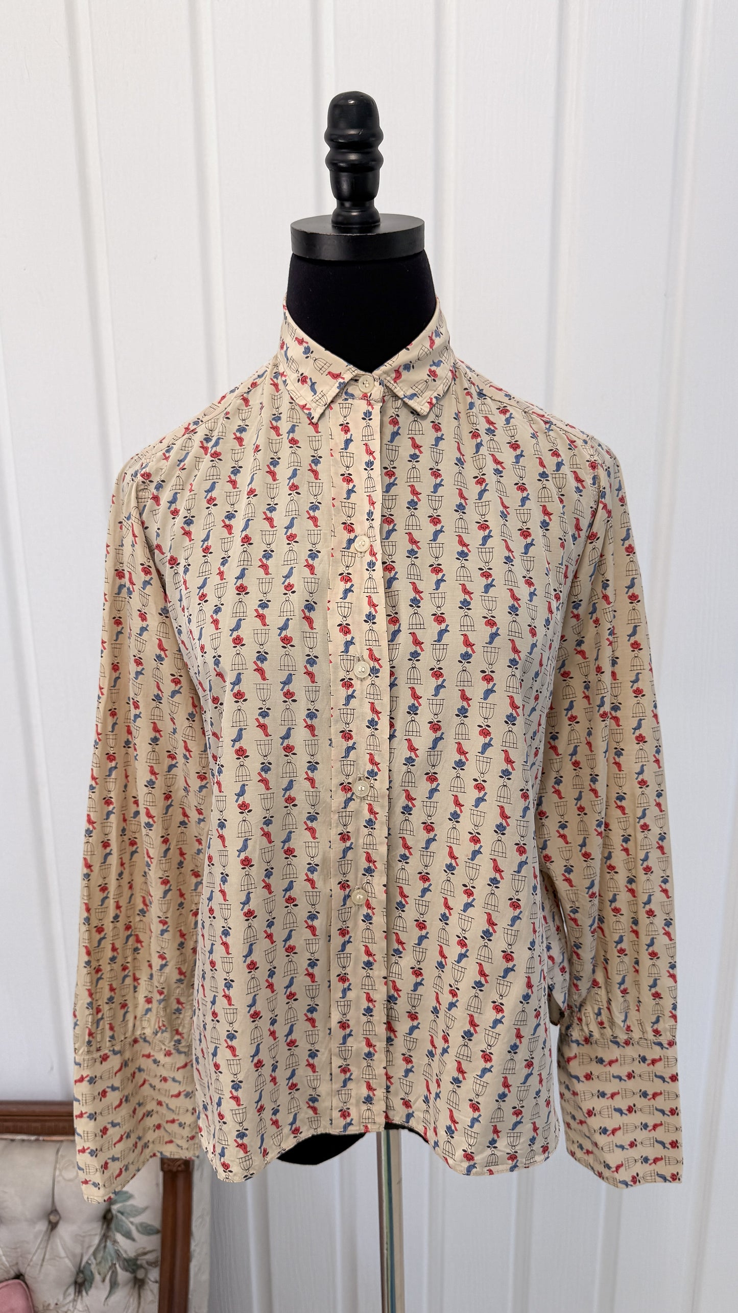 Chemisier beige oiseaux- medium