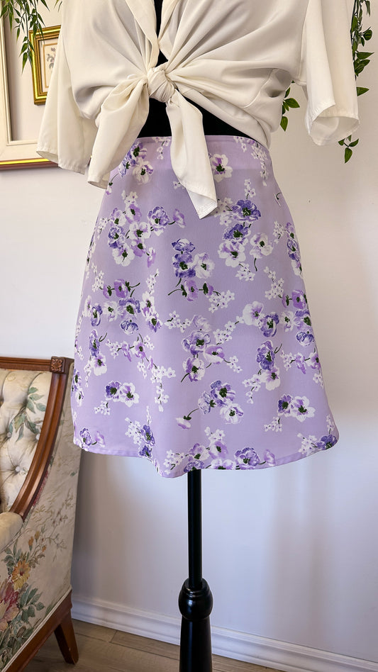 Short purple floral skirt - x-small
