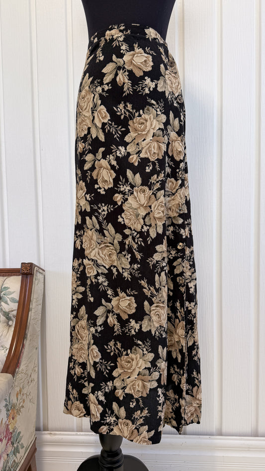 Jupe fleurie noir et beige- large