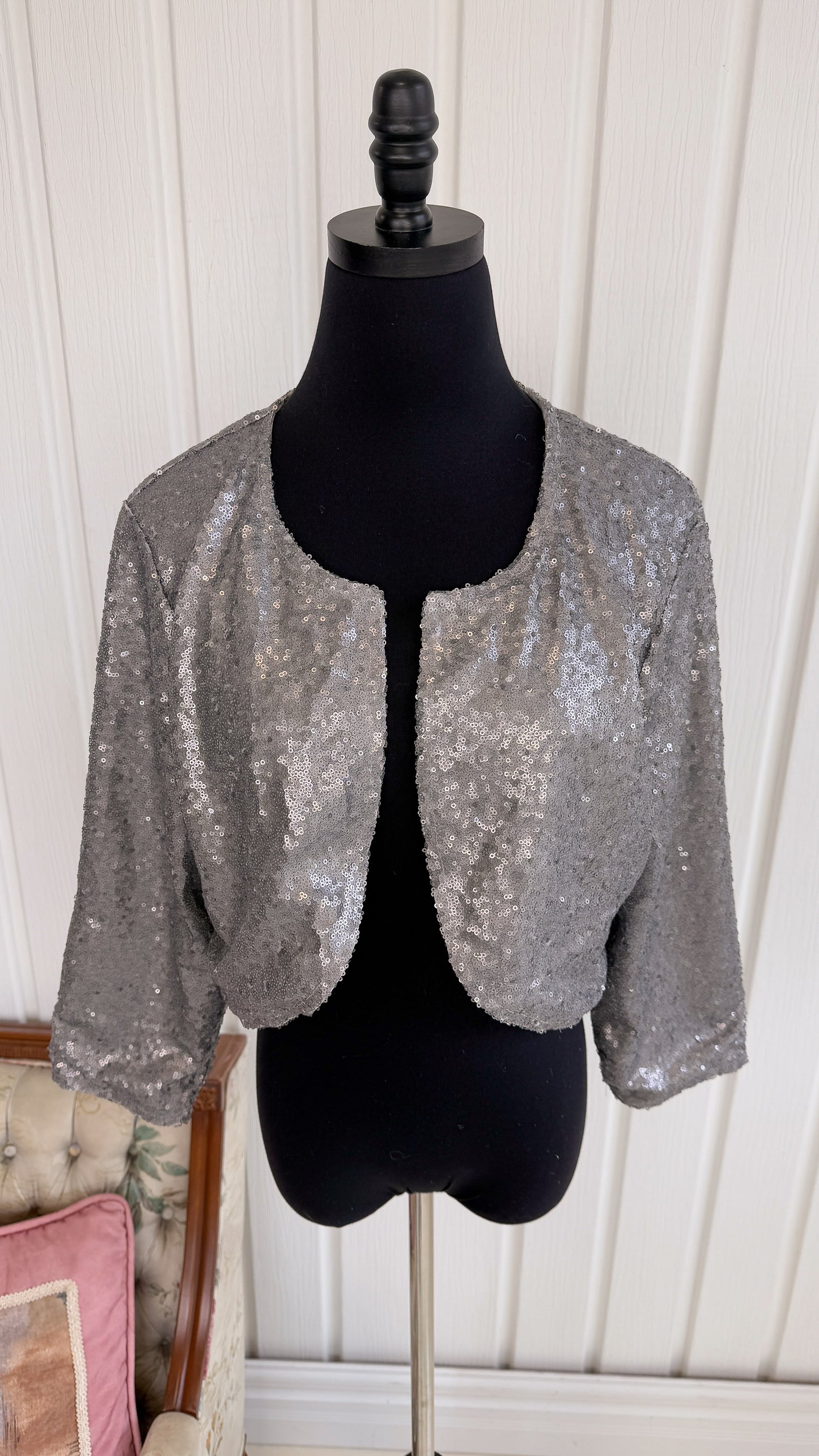 Silver sequin bolero - large