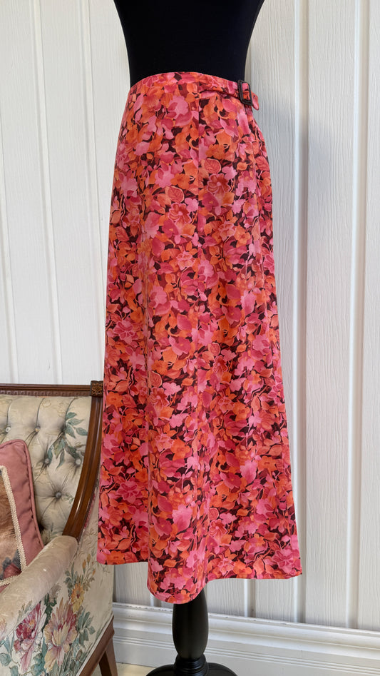 Jupe fleurie rose et orange- medium