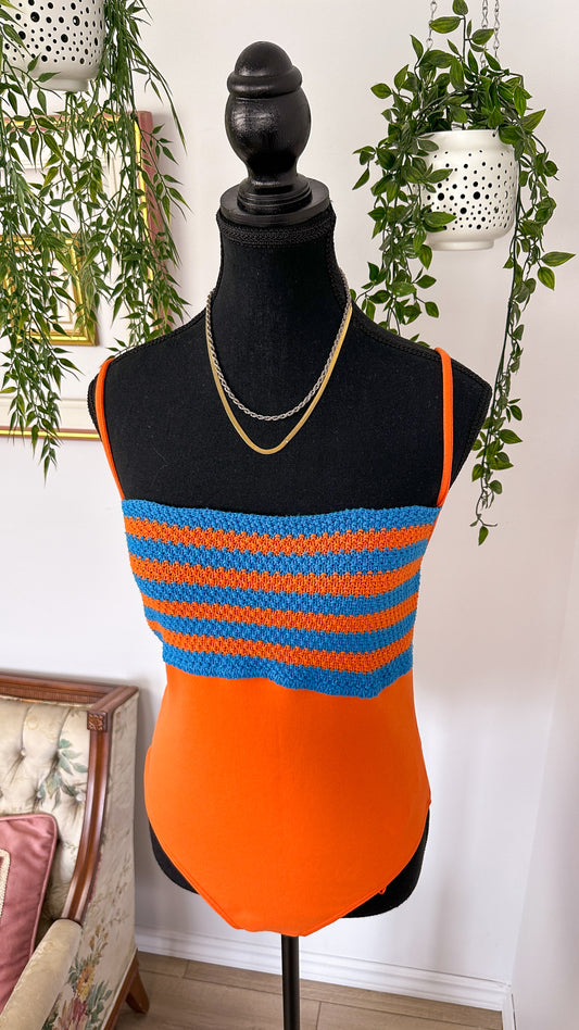 Zara orange top/bodysuit - large