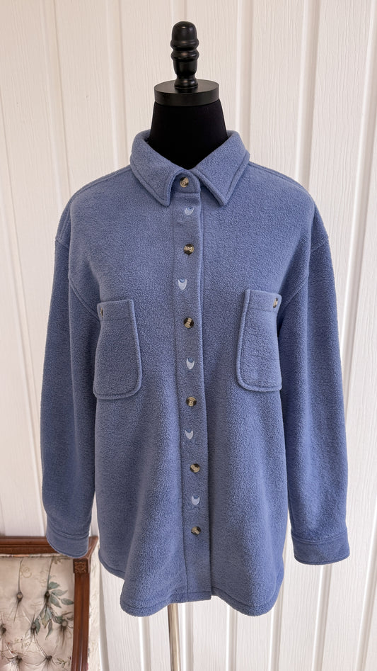 Veste en polar bleu fleurie- medium