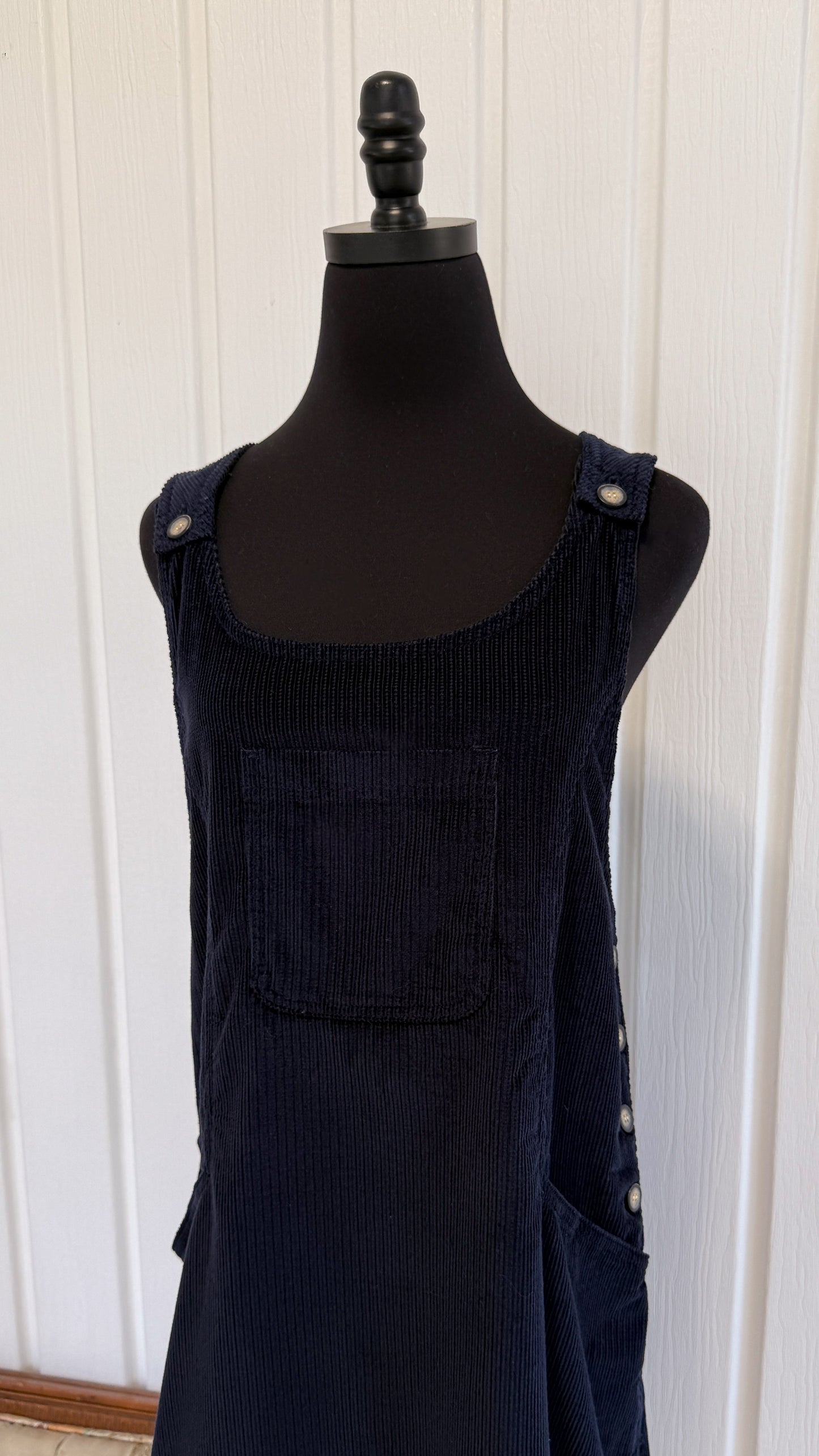 Robe salopette marine en corduroy- large