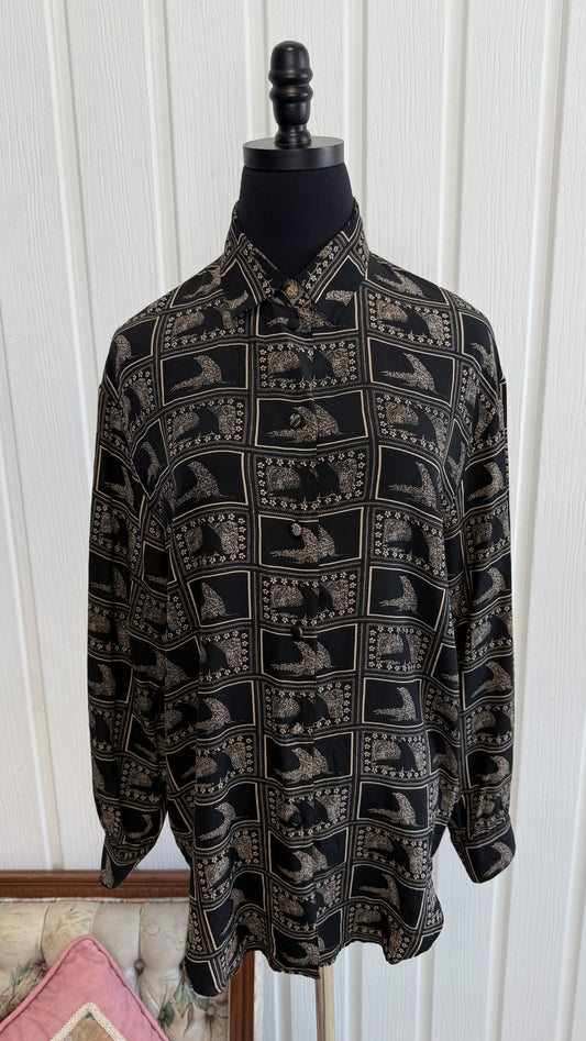 Chemisier noir motifs phoques - medium