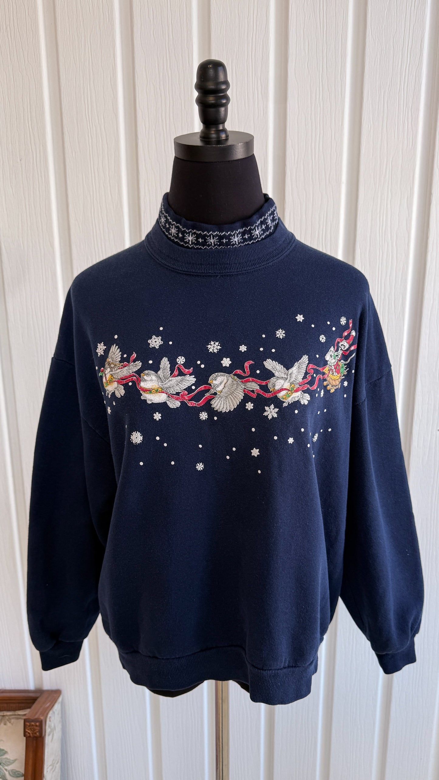 Chandail crewneck marine traineau d’oiseaux- small