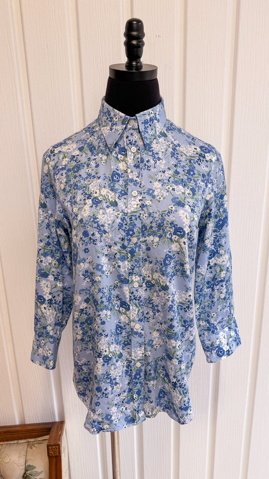 Chemisier bleu fleuris- small