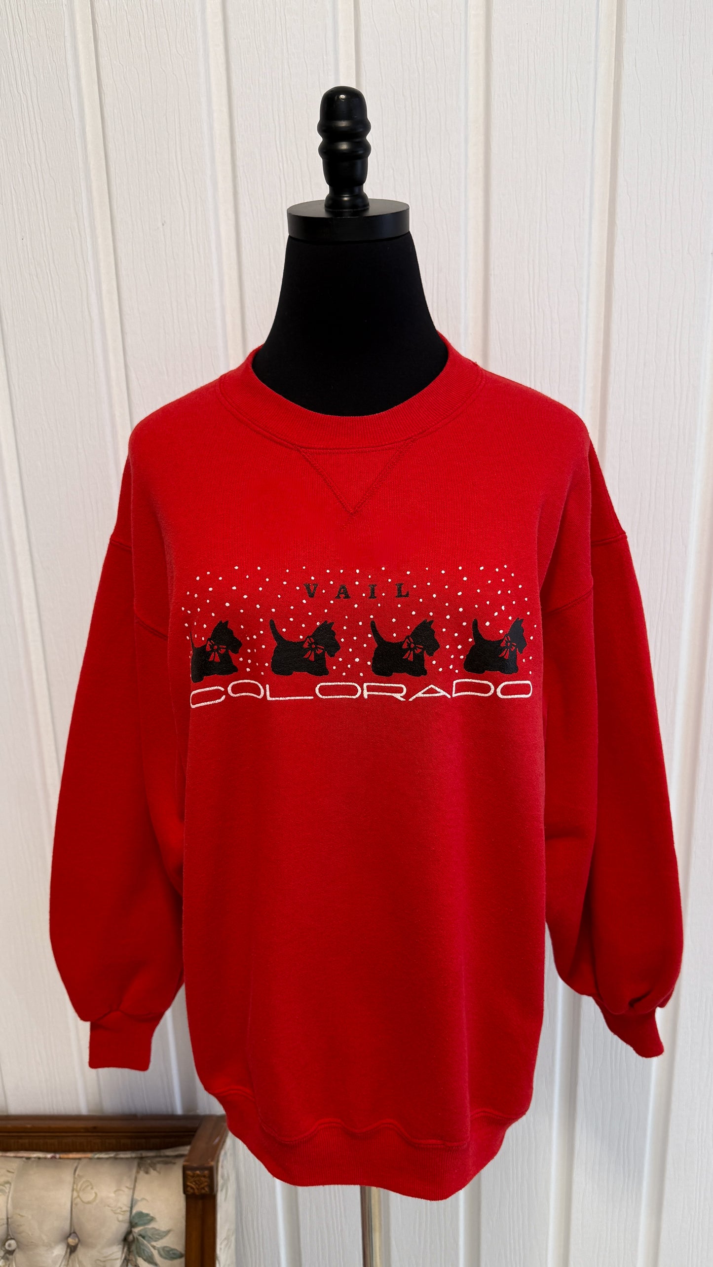 Chandail crewneck rouge caniches Colorado- large