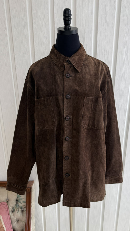 Manteau en suède brun foncé- large