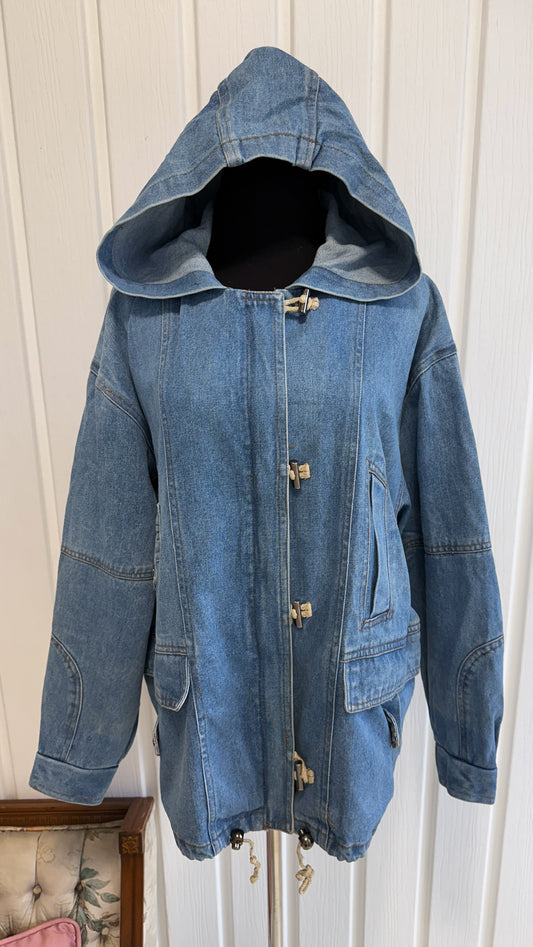 Veste en jeans à capuche- large