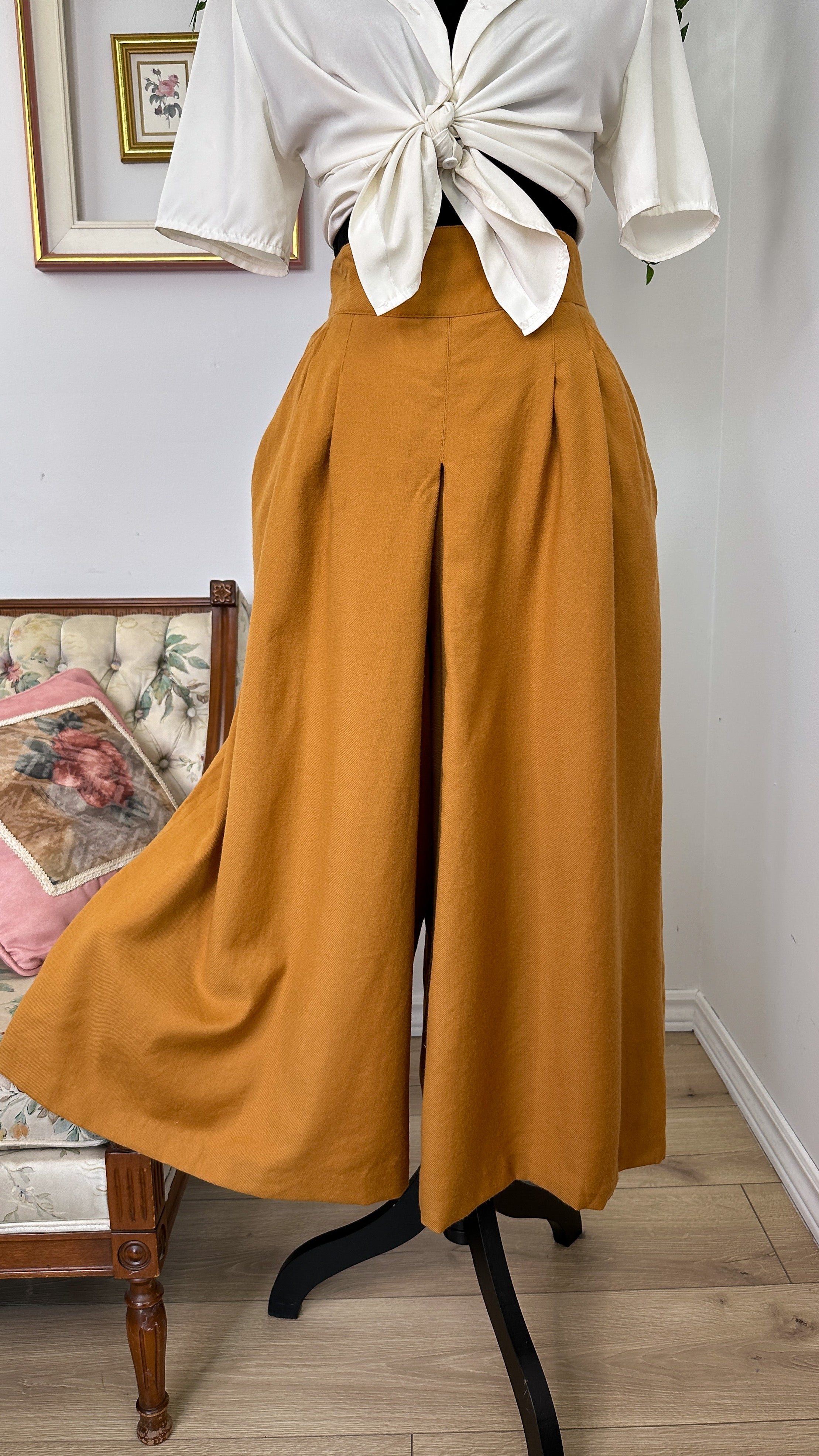 Mustard yellow palazzo pants small Friperie