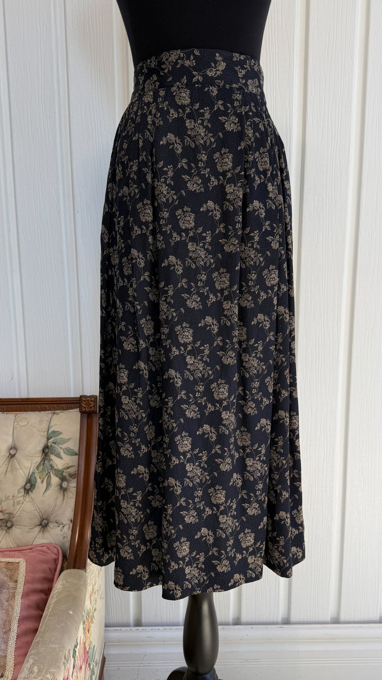 Jupe grise fleurie beige- medium