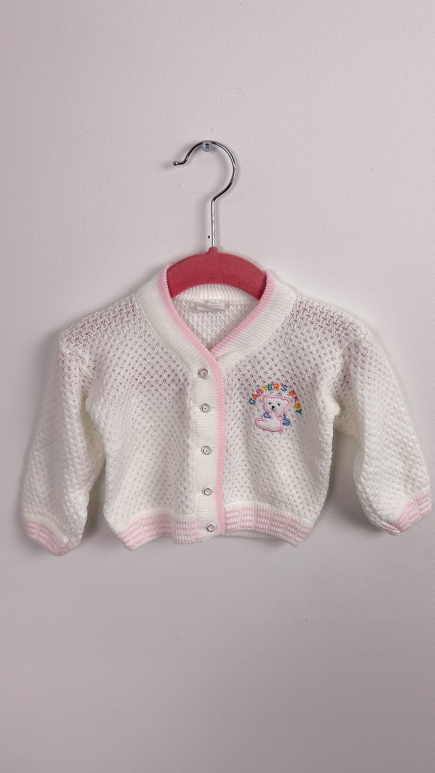Children- White teddy bear knitted cardigan- 9-12m