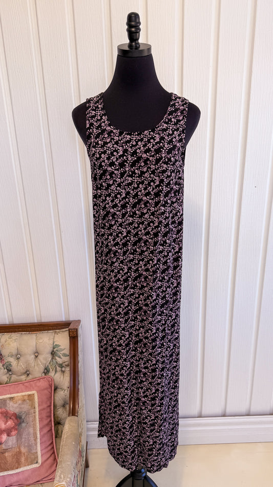 Black floral dress with purple flowers - medium