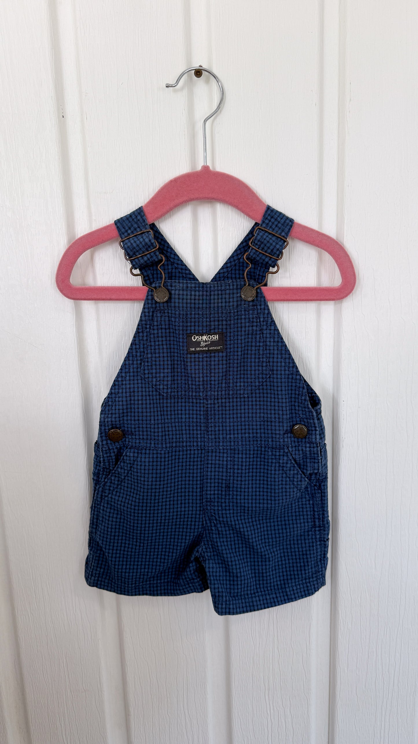 Enfants- salopette-short bleu carreauté Oshkosh- 6m