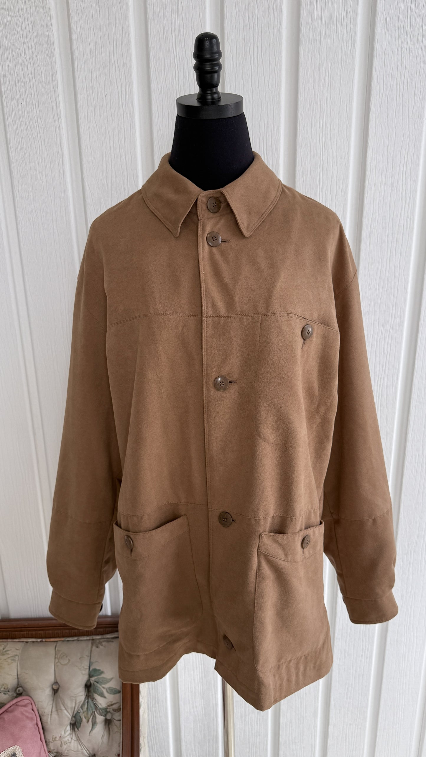 Manteau en faux suède beige- large