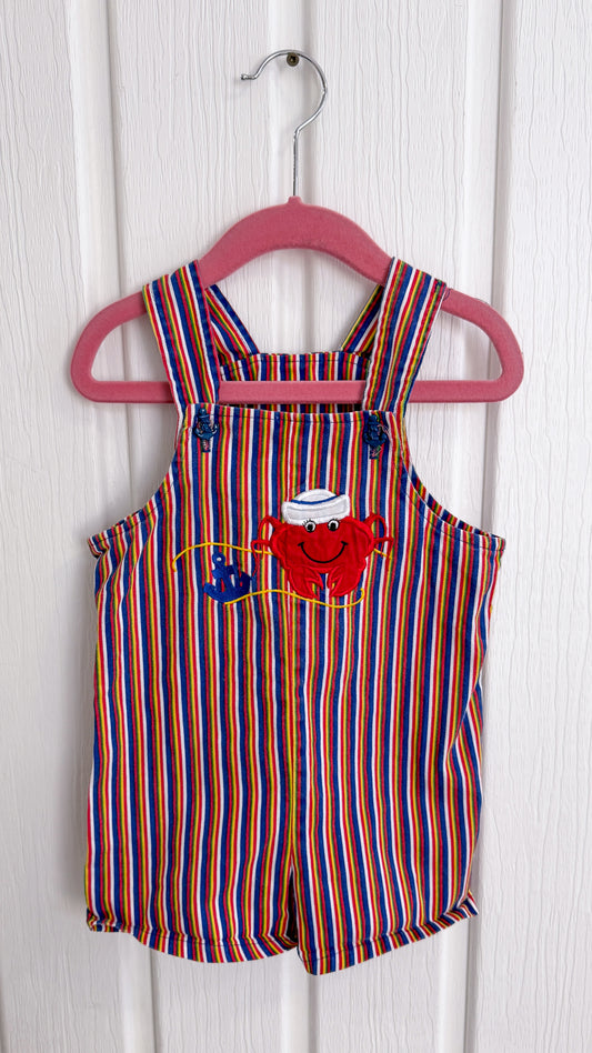 Children's - Crab striped overalls - 3T