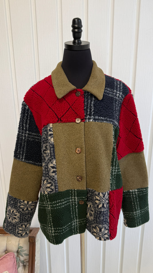 Veste en polar patchwork- medium