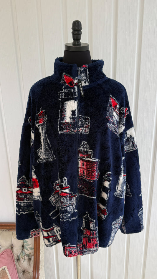Veste en polar marine phares - large
