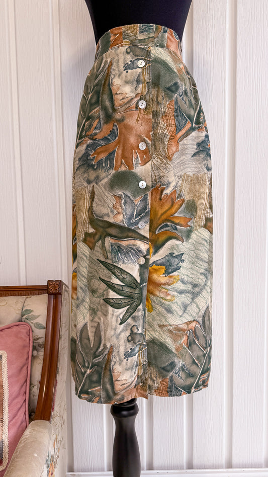 Jupe verte,beige et caramel- large