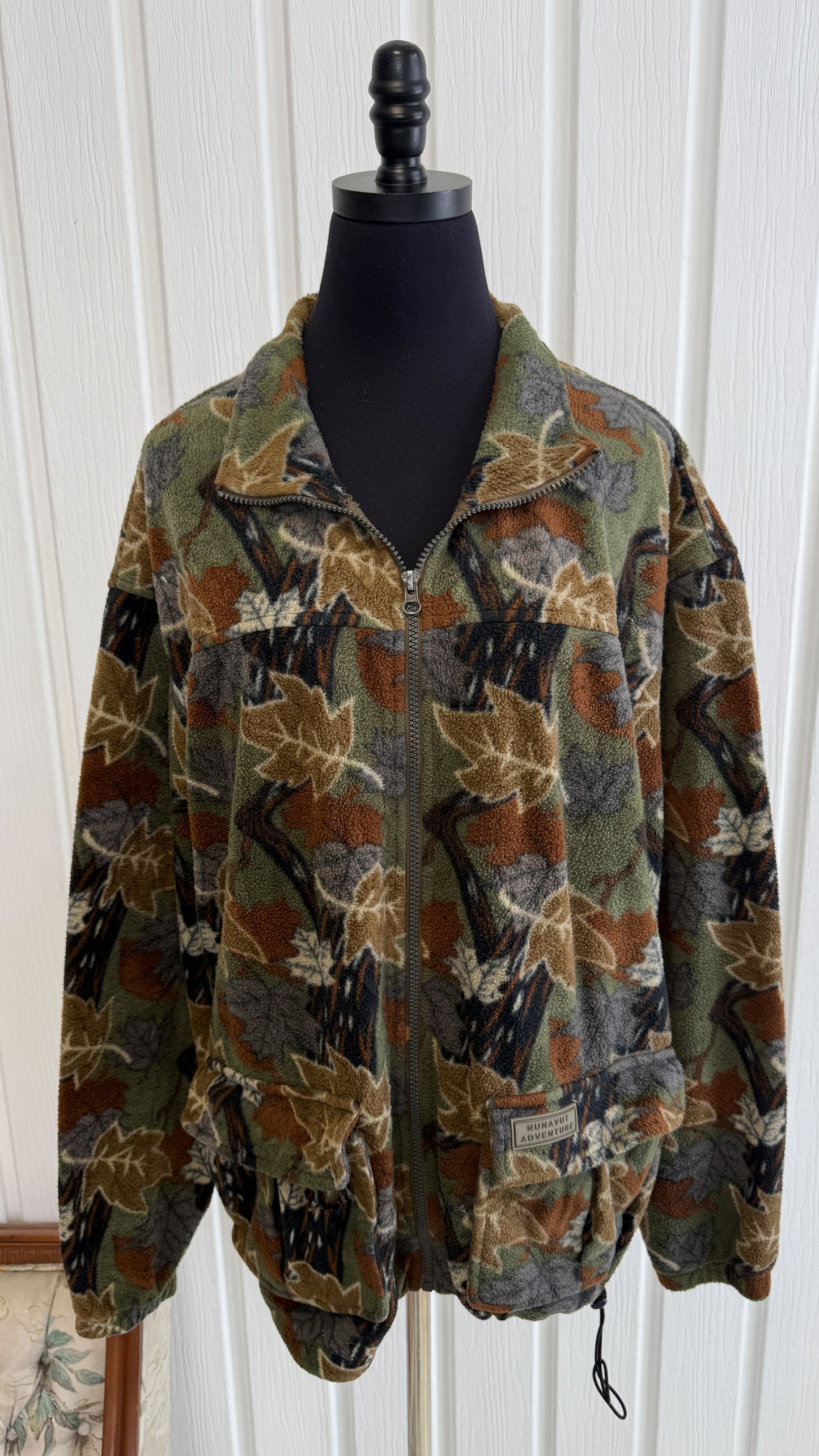 Veste en polar vert feuilles - x-large