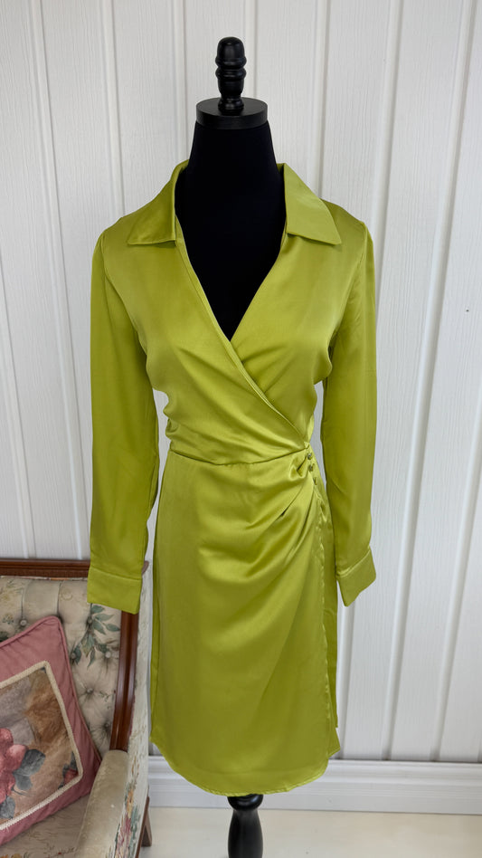 Green satin dress - medium