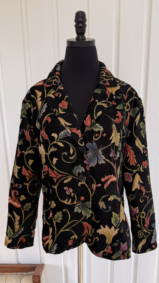 Blazer en velours motifs feuilles- large