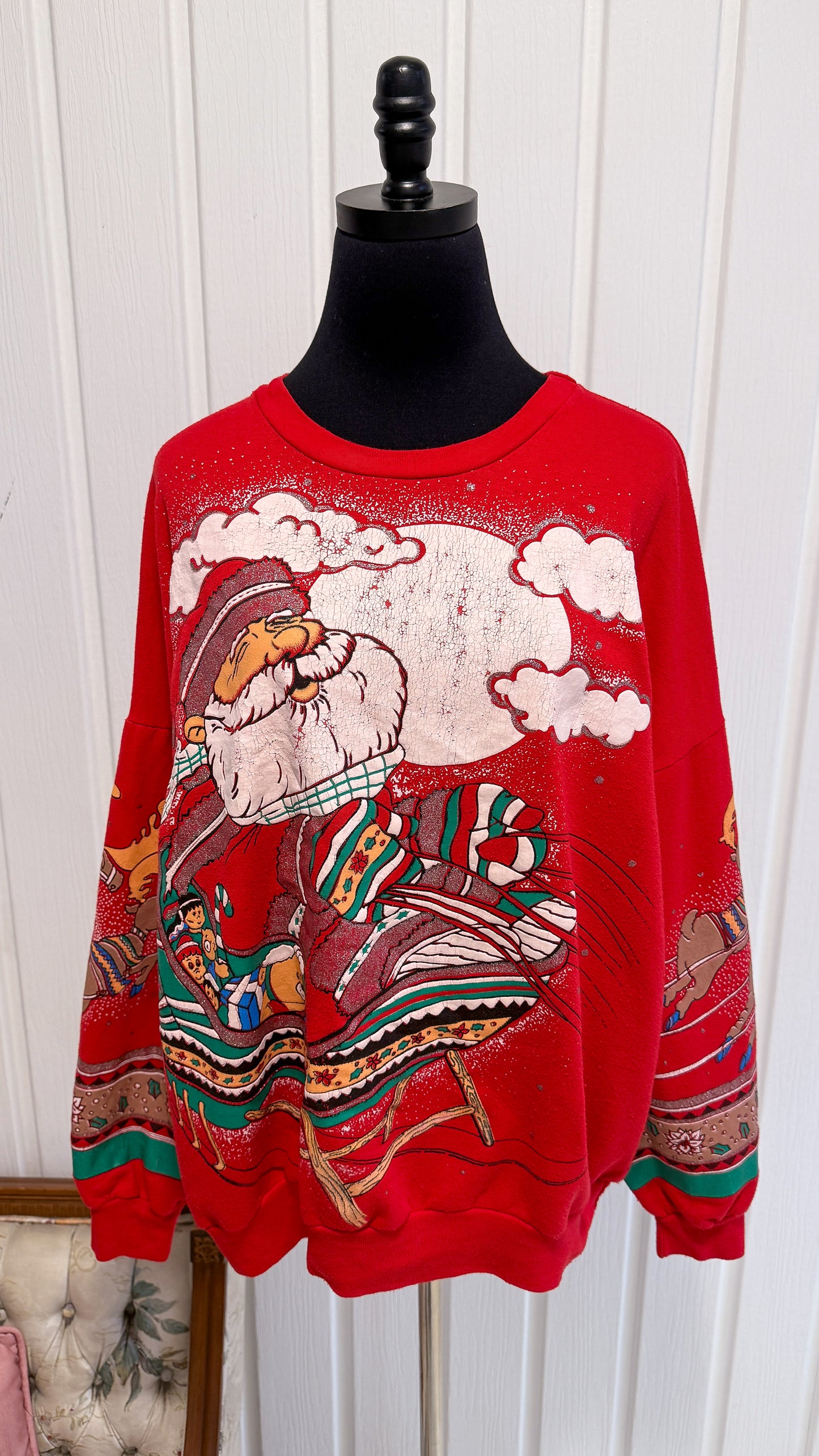 Chandail crewneck rouge Père Noël- x-large