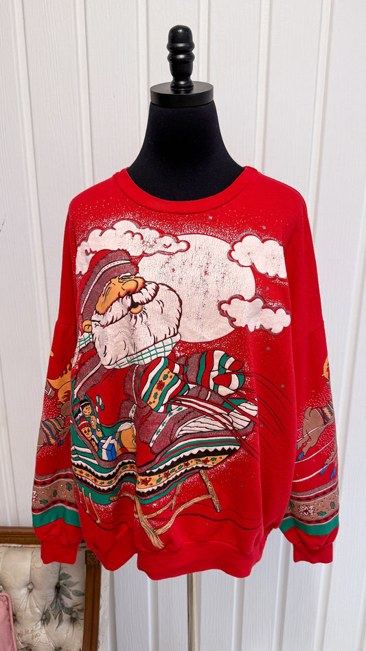 Chandail crewneck rouge Père Noël- x-large