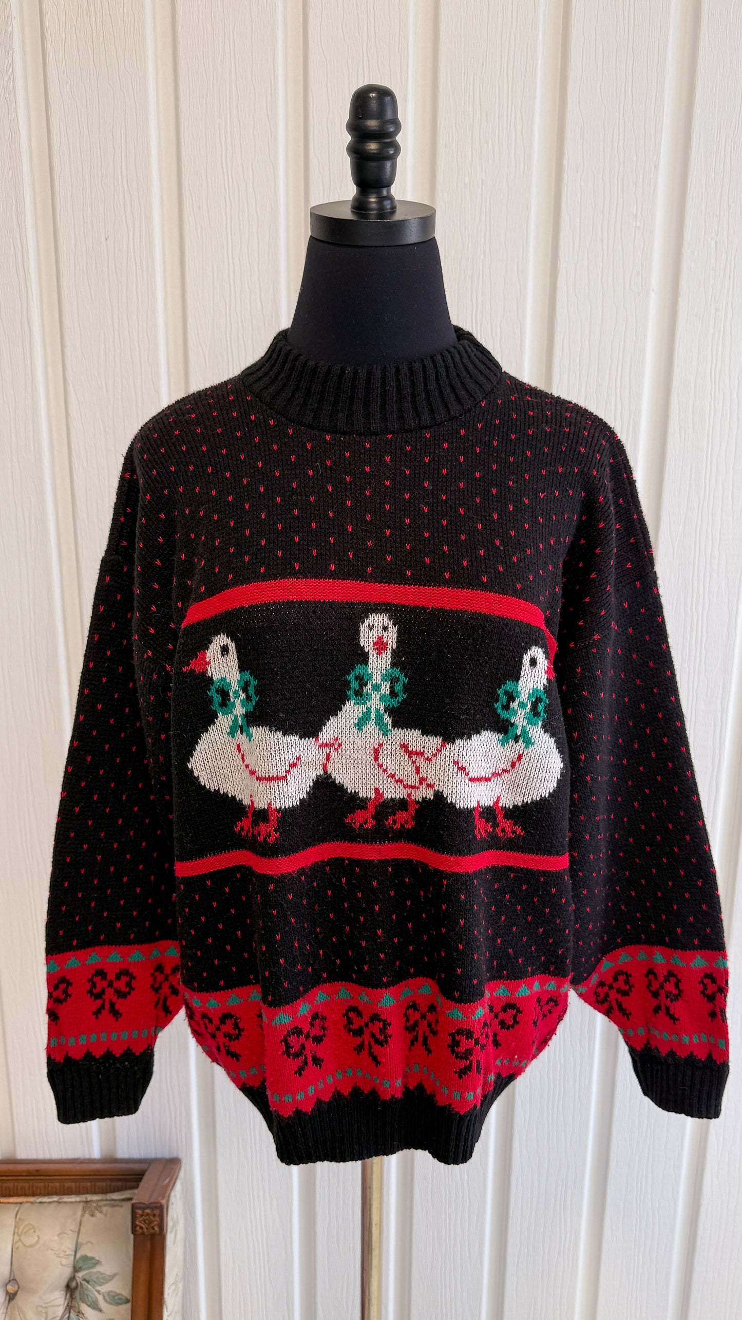 Chandail tricot noir canards- medium