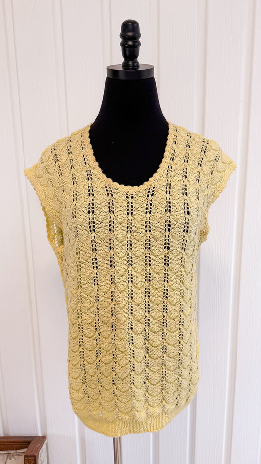 Gilet en tricot jaune pâle- medium