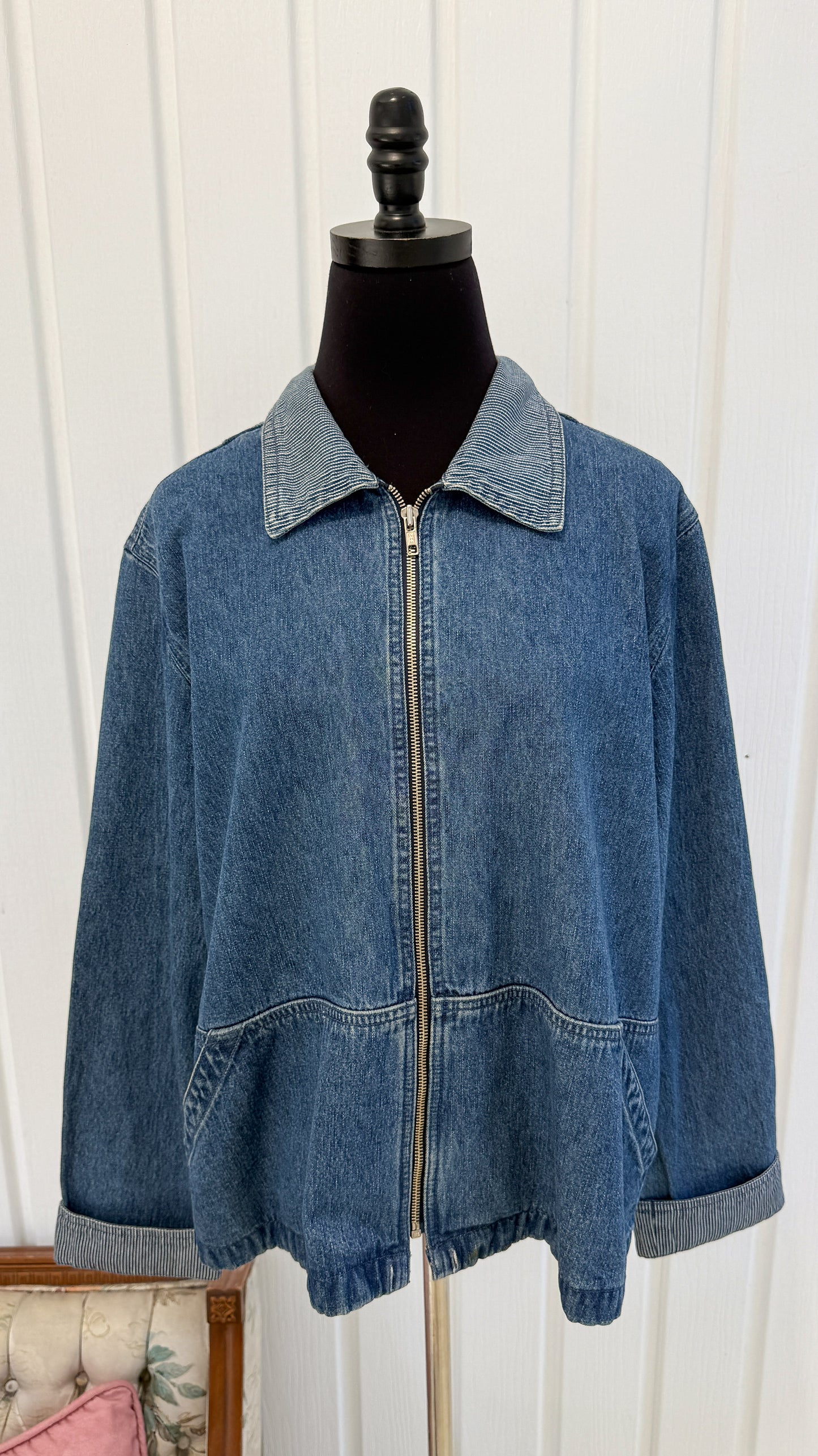 Veste en jeans rayé- large