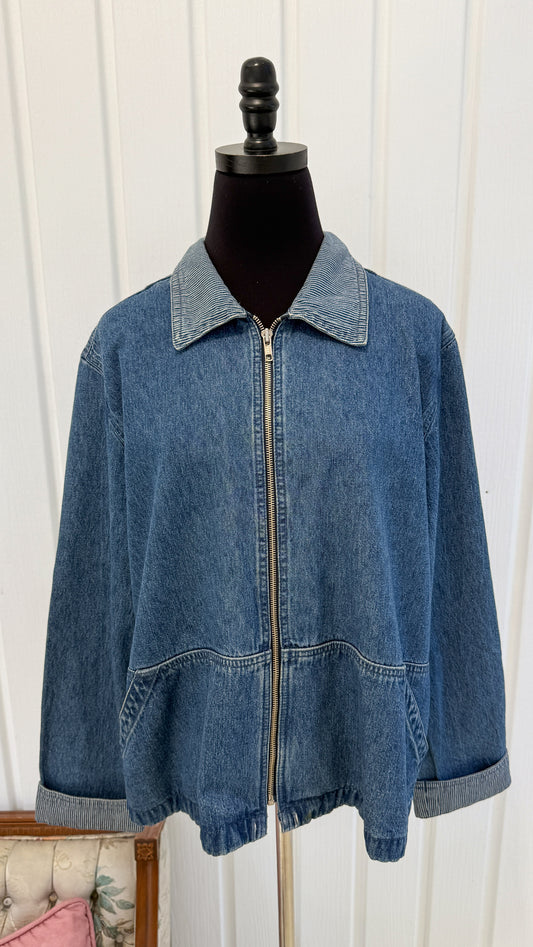 Veste en jeans rayé- large