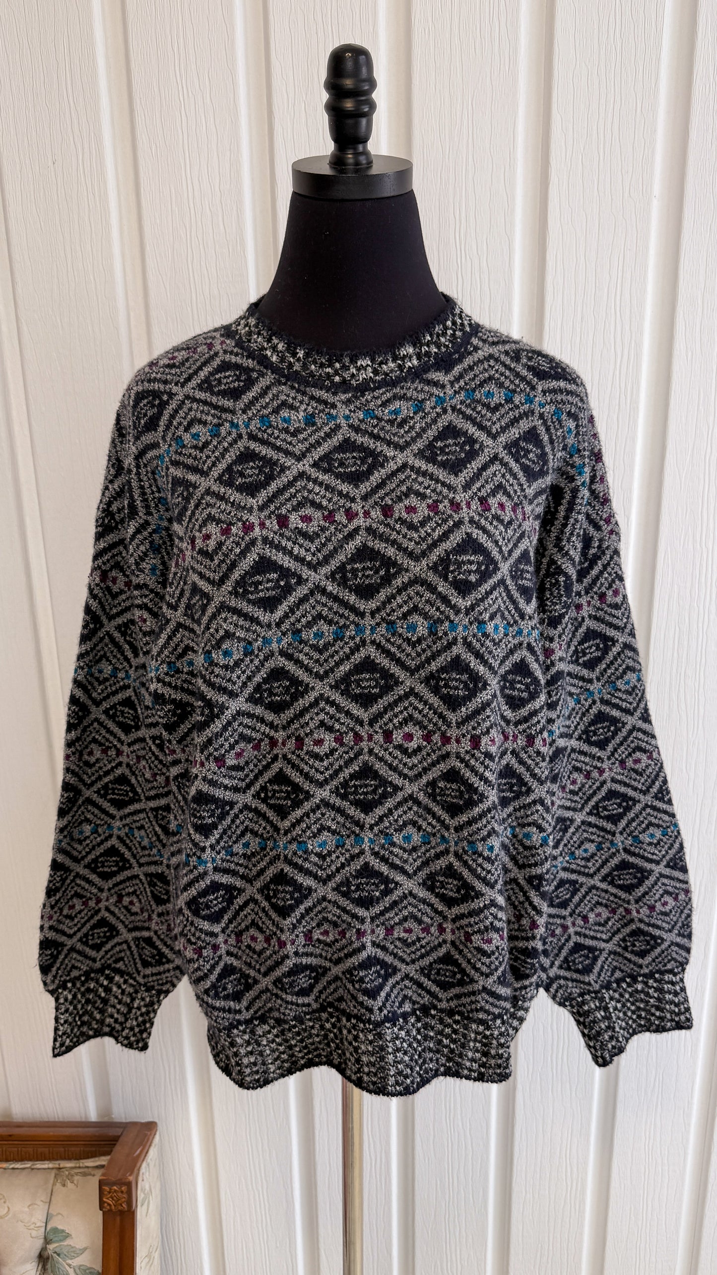 Chandail en tricot marine losanges- small