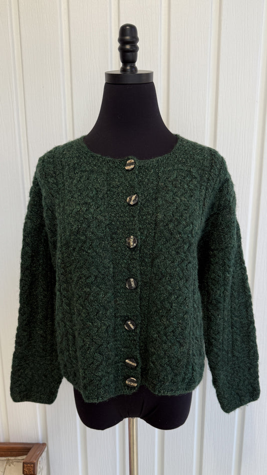 Cardigan en lainage vert fôret- medium