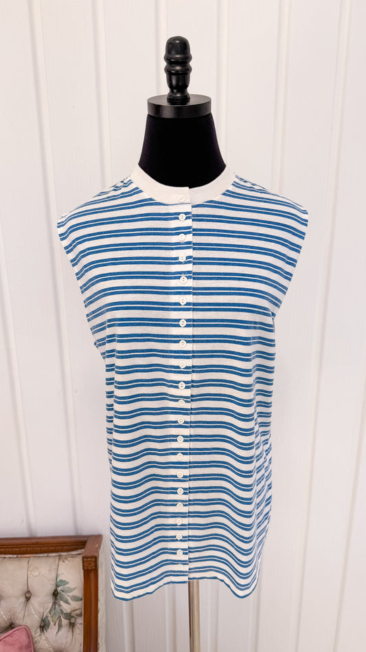 Haut sans manches raye bleu- medium