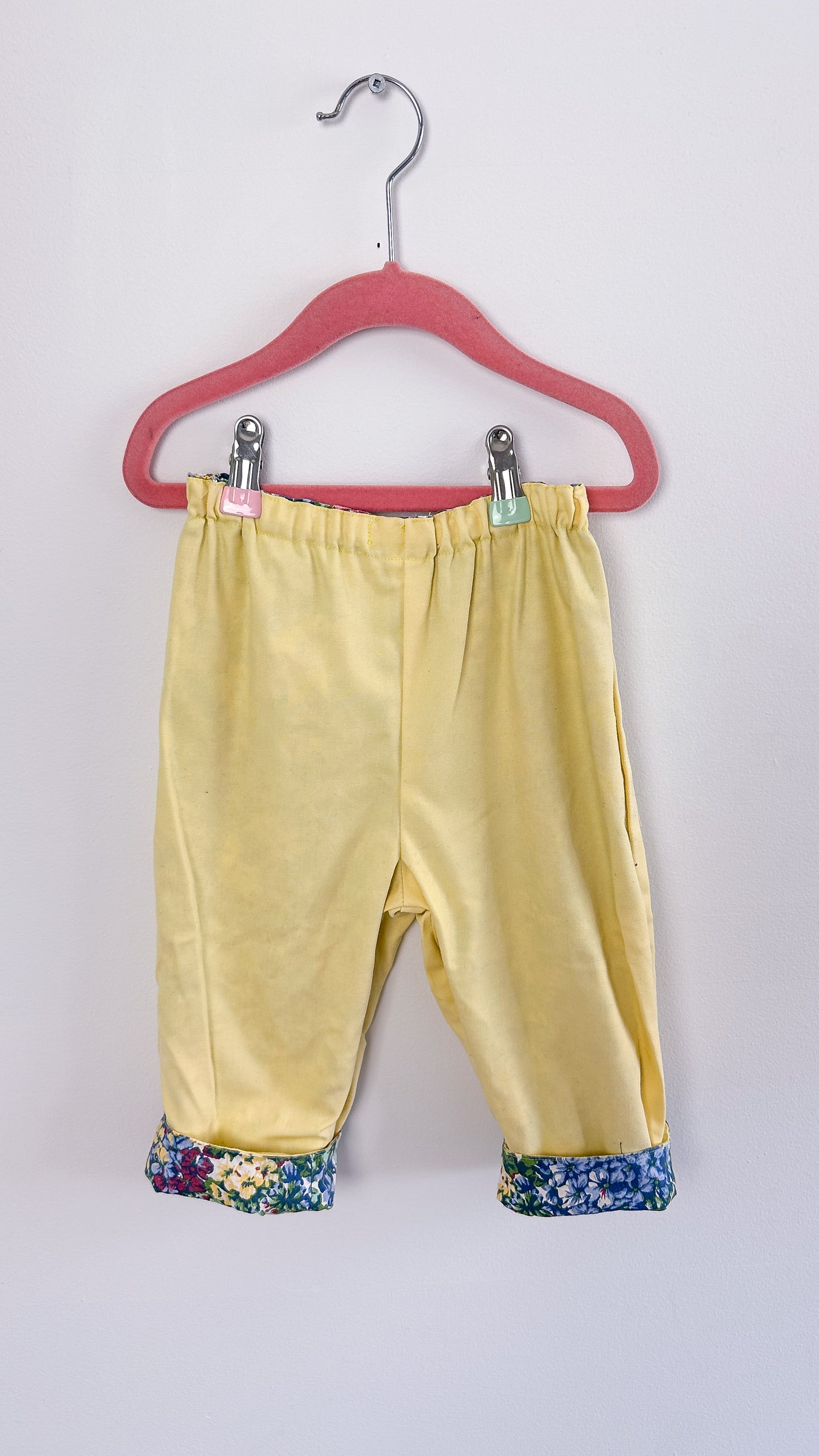 Enfant- pantalons réversibles fleuris/jaune- 5